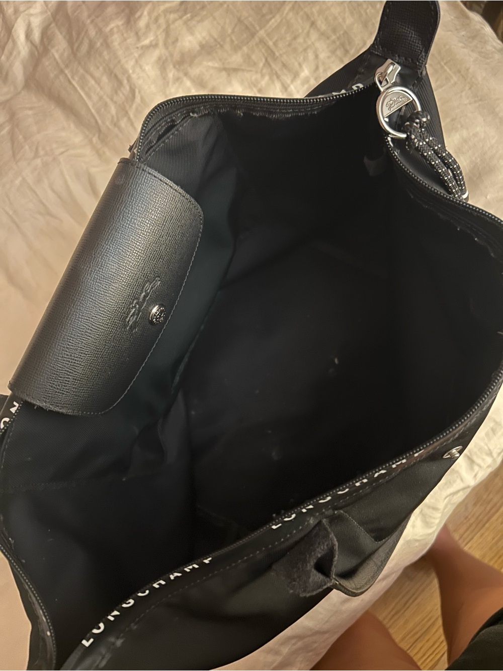 Longchamp Black Nylon Tote with Leather Handles - Picture 10 of 10